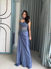 Load image into Gallery viewer, Asfi Champagne crystal drape set | Powder Blue