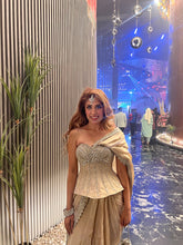 Load image into Gallery viewer, Kareena Peplum Saree | Beige