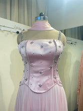 Load image into Gallery viewer, Laxmi Shetty | Baby Pink | Scattered Stone Corset Flared Lehenga