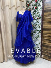 Load image into Gallery viewer, Pooja Thread Bead Custom Saree | Electric Blue