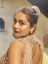 Load image into Gallery viewer, Nude stone cutwork saree | Beige