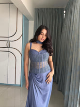 Load image into Gallery viewer, Asfi Champagne crystal drape set | Powder Blue