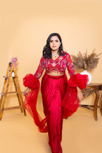 Load image into Gallery viewer, Rani Flower Drape | Red ( 3 Piece Set )