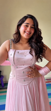Load image into Gallery viewer, Laxmi Shetty | Baby Pink | Scattered Stone Corset Flared Lehenga
