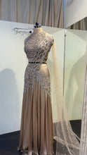Load image into Gallery viewer, Stone Cutwork saree | Halter Neck | Nude Beige