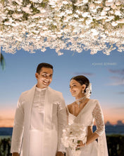 Load image into Gallery viewer, Mitali Custom Thread & Pearl Bridal Saree | Dove White