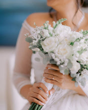 Load image into Gallery viewer, Dishnira Custom Hand Embellished Bridal Saree | Pearl White