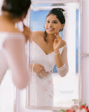 Load image into Gallery viewer, Dishnira Custom Hand Embellished Bridal Saree | Pearl White