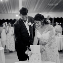 Load image into Gallery viewer, Dishnira Custom Hand Embellished Bridal Saree | Pearl White