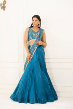 Load image into Gallery viewer, Iris Saree Lehenga | Electric Blue