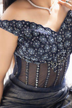 Load image into Gallery viewer, Sapphire Embellished Corset | Navy Blue (2 Piece Set)