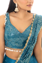Load image into Gallery viewer, Iris Saree Lehenga | Electric Blue