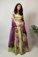 Load image into Gallery viewer, Butterfly Tie & Dye Lehenga | Lime & Purple