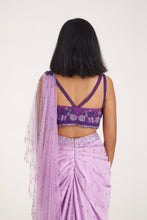 Load image into Gallery viewer, Alana Crystal Drape Saree | Purple Lilac