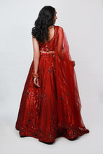 Load image into Gallery viewer, Audrey Sequins Lehenga | Deep Red