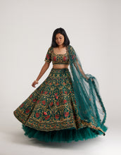Load image into Gallery viewer, Ira Multicolour Mehendi Lehenga | Green