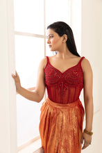 Load image into Gallery viewer, Ruby Embellished Corset | Ruby Red (2 Piece Set)