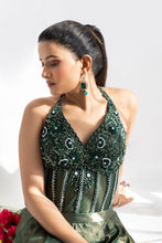 Load image into Gallery viewer, Emerald Embellished Corset | Emerald Green (2 Piece Set)