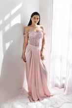 Load image into Gallery viewer, Pearl Embellished Corset | Baby Pink (2 Piece Set)