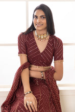 Load image into Gallery viewer, Merlot Backless Lehenga Set | Maroon