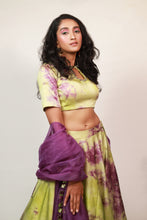 Load image into Gallery viewer, Butterfly Tie & Dye Lehenga | Lime & Purple