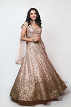 Load image into Gallery viewer, Olivia Mix Sequins Lehenga | Gold