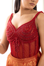 Load image into Gallery viewer, Ruby Embellished Corset | Ruby Red (2 Piece Set)