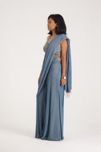 Load image into Gallery viewer, Alaya Backless Jumpsuit Saree | Powder Blue