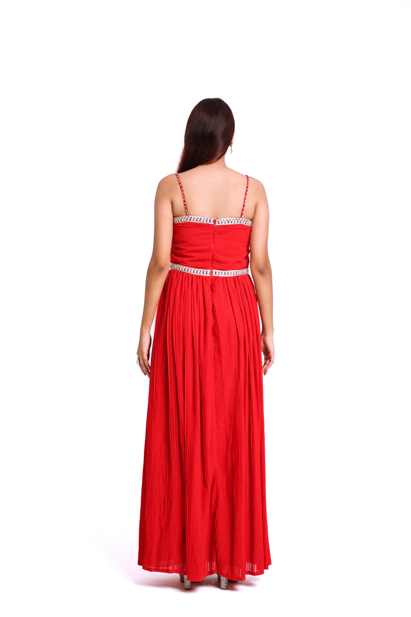 Sasha Beaded Strap Dress Red Evable