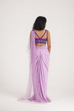 Load image into Gallery viewer, Alana Crystal Drape Saree | Purple Lilac