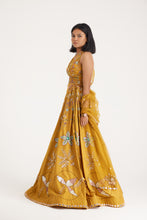 Load image into Gallery viewer, Lily Backless Halter Lehenga | Mustard Lehenga