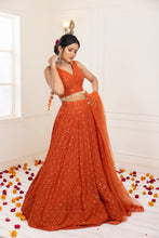 Load image into Gallery viewer, Dahlia Mirror Lehenga | Pureed Pumpkin