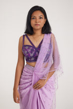 Load image into Gallery viewer, Alana Crystal Drape Saree | Purple Lilac