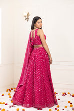 Load image into Gallery viewer, Carnation Mirror Lehenga Set | Rani Pink