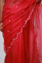 Load image into Gallery viewer, Mia Patchwork Saree | Rani Pink