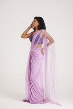 Load image into Gallery viewer, Alana Crystal Drape Saree | Purple Lilac