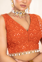 Load image into Gallery viewer, Dahlia Mirror Lehenga | Pureed Pumpkin