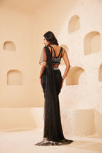 Load image into Gallery viewer, Alana Crystal Drape Saree | 2 Piece Set | Black