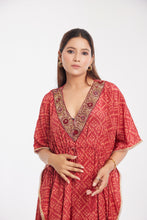 Load image into Gallery viewer, Aliyah Kaftan | Deep Red | Dabka Work