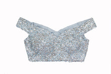 Load image into Gallery viewer, Elsa Off- Shoulder Sequins Blouse | Powder Blue