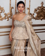 Load image into Gallery viewer, Niki Mehra | Peplum Saree | Beige
