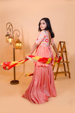 Load image into Gallery viewer, Gauri Back-Tie Sharara Set | Peach ( 3 Piece Set )
