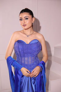 Champagne crystal drape set | Electric Blue