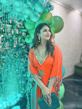 Load image into Gallery viewer, Divyanka Tripathi - Yasmin Kaftan | Burnt Orange | Dabka Work
