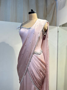 Raveena | Corset Lehenga Saree | Powder Pink