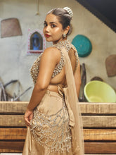 Load image into Gallery viewer, Nude stone cutwork saree | Beige
