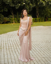 Load image into Gallery viewer, Raveena | Corset Lehenga Saree | Powder Pink
