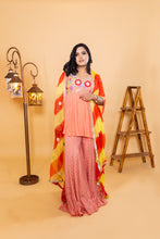 Load image into Gallery viewer, Gauri Back-Tie Sharara Set | Peach ( 3 Piece Set )
