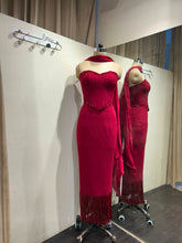 Load image into Gallery viewer, Soumya | Fringe Set | Red Maroon
