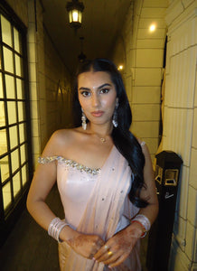 Raveena | Corset Lehenga Saree | Powder Pink